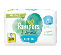 Pampers Salviette umidificate per bambini Harmonie, Aqua, 144 panni (3 x 48), delicata protezione della pelle per pelli delicate con acqua al 99%