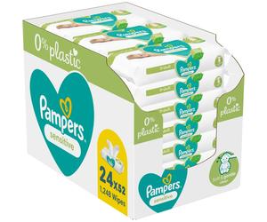 Pampers Sensitive Plastic Free salviette detergenti umidificate per bambini per pelli sensibili 24x52 pz