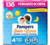 Pampers Sole e Luna Pannolini Maxi, Bambini Unisex, Taglia 4 (7-18 kg), 136 Pannolini
