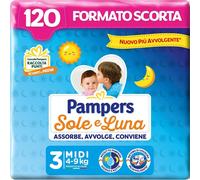 Pampers Sole e Luna Pannolini Midi Taglia 3 (4-9 kg) Pacco da 120 Pezzi