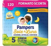Pampers Sole Luna Pannolini Taglia 5 (15-25 Kg) Offerta 120 Pannolini (8x15)