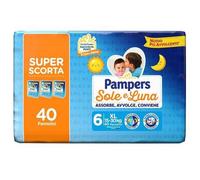 Pampers Sole Luna Triopack Taglia 6 XL (15-30 Kg) Confezione da 40 pannolini