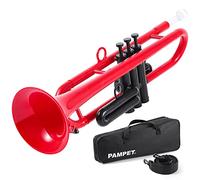 PAMPET Set di tromba standard in plastica professionale per tromba in plastica per studenti principianti con bocchino 7C e boccaglio 3C, strumento per tromba, rosso