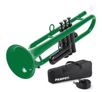 PAMPET Tromba professionale in Sib in plastica per studenti principianti con bocchino 7C e bocchino 3C strumento tromba in Sib verde