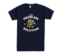 Pampling Maglietta a Maniche Corte, 100% Cotone, Abbigliamento Unisex per Uomo e Donna, Serigrafata con Girocollo e vestibilità Regolare, Colore Blu (Every Problem Has A Solution, XXL)