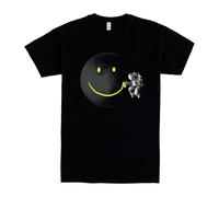 Pampling Maglietta Manica Corta in 100% Cotone, Abbigliamento Unisex per Uomo e Donna in 5 Taglie, T-Shirt Nera, Modello Make A Smile (S)