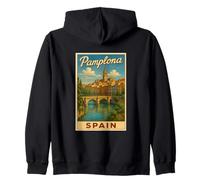 Pamplona Spagna 50s Vintage Retro Travel Poster Art Graphic Felpa con Cappuccio