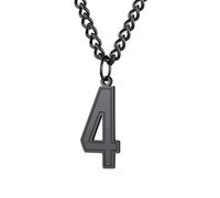 PAMTIER 0-9 Numero Collana per Uomini Donne Argento Nero Oro Placcato Digitale Ciondolo Acciaio Inossidabile Dichiarazione Catena Personalizzato Semplice Gioielli Nero Numero 4