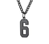 PAMTIER 0-9 Numero Collana per Uomini Donne Argento Nero Oro Placcato Digitale Ciondolo Acciaio Inossidabile Dichiarazione Catena Personalizzato Semplice Gioielli Nero Numero 6