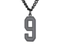 PAMTIER 0-9 Numero Collana per Uomini Donne Argento Nero Oro Placcato Digitale Ciondolo Acciaio Inossidabile Dichiarazione Catena Personalizzato Semplice Gioielli Nero Numero 9