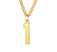 PAMTIER 0-9 Numero Collana per Uomini Donne Argento Nero Oro Placcato Digitale Ciondolo Acciaio Inossidabile Dichiarazione Catena Personalizzato Semplice Gioielli Oro Numero 1
