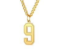PAMTIER 0-9 Numero Collana per Uomini Donne Argento Nero Oro Placcato Digitale Ciondolo Acciaio Inossidabile Dichiarazione Catena Personalizzato Semplice Gioielli Oro Numero 9