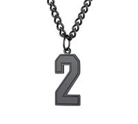 PAMTIER 0-9 Numero Collana per Uomini Donne Argento Nero Oro Placcato Digitale Ciondolo Acciaio Inossidabile Dichiarazione Catena Personalizzato Semplice Gioielli Nero Numero 2