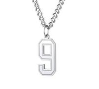 PAMTIER 0-9 Numero Collana per Uomini Donne Argento Nero Oro Placcato Digitale Ciondolo Acciaio Inossidabile Dichiarazione Catena Personalizzato Semplice Gioielli Argento Numero 9