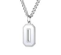 PAMTIER 0-9 Numero Collana per Uomini Donne Argento Nero Oro Placcato Digitale Ciondolo Acciaio Inossidabile Dichiarazione Catena Personalizzato Semplice Gioielli Argento Numero 0
