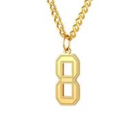 PAMTIER 0-9 Numero Collana per Uomini Donne Argento Nero Oro Placcato Digitale Ciondolo Acciaio Inossidabile Dichiarazione Catena Personalizzato Semplice Gioielli Oro Numero 8