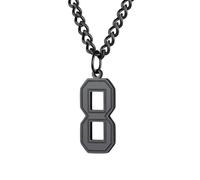 PAMTIER 0-9 Numero Collana per Uomini Donne Argento Nero Oro Placcato Digitale Ciondolo Acciaio Inossidabile Dichiarazione Catena Personalizzato Semplice Gioielli Nero Numero 8