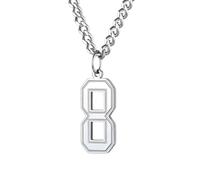 PAMTIER 0-9 Numero Collana per Uomini Donne Argento Nero Oro Placcato Digitale Ciondolo Acciaio Inossidabile Dichiarazione Catena Personalizzato Semplice Gioielli Argento Numero 8