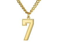 PAMTIER 0-9 Numero Collana per Uomini Donne Argento Nero Oro Placcato Digitale Ciondolo Acciaio Inossidabile Dichiarazione Catena Personalizzato Semplice Gioielli Oro Numero 7