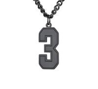 PAMTIER 0-9 Numero Collana per Uomini Donne Argento Nero Oro Placcato Digitale Ciondolo Acciaio Inossidabile Dichiarazione Catena Personalizzato Semplice Gioielli Nero Numero 3
