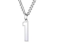 PAMTIER 0-9 Numero Collana per Uomini Donne Argento Nero Oro Placcato Digitale Ciondolo Acciaio Inossidabile Dichiarazione Catena Personalizzato Semplice Gioielli Argento Numero 1