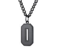 PAMTIER 0-9 Numero Collana per Uomini Donne Argento Nero Oro Placcato Digitale Ciondolo Acciaio Inossidabile Dichiarazione Catena Personalizzato Semplice Gioielli Nero Numero 0