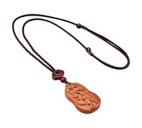 PAMTIER 12 Zodiaco Cinese Collana Per Uomo Donne Charms Segno Ciondolo Legno Catena Di Corda Semplice Fortunato Oroscopo Cavallo Maiale Animale Gioielli Scimmia
