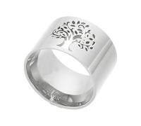 PAMTIER Albero della Vita Anelli per Donne Uomini Argento Oro Placcato Acciaio Inossidabile Personalizzato Dichiarazione Delicato Elegante Sigillo Promessa Charm Fascia Gioielli Argento Taglia 25