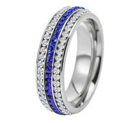 PAMTIER Anelli Con Pietre Preziose Per Uomo Donne Coppie Fidanzamento Promessa 6MM Acciaio Inossidabile Zircone Cubico Azzurro Dichiarazione Delicato Elegante CZ Gioielli Argento Taglia 19