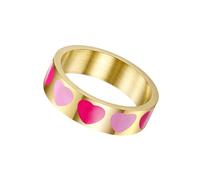 PAMTIER Anelli Cuore Per Donne Acciaio Inossidabile 6mm Placcato Oro Rosa Verde Marrone Misura 5 Semplice Carino Banda Dainty Eleganza Gioielli Rosa Misura 10