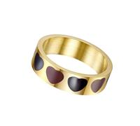 PAMTIER Anelli Cuore Per Donne Acciaio Inossidabile 6mm Placcato Oro Rosa Verde Marrone Misura 5 Semplice Carino Banda Dainty Eleganza Gioielli Marrone Misura 19