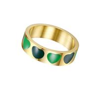 PAMTIER Anelli Cuore Per Donne Acciaio Inossidabile 6mm Placcato Oro Rosa Verde Marrone Misura 5 Semplice Carino Banda Dainty Eleganza Gioielli Verde Misura 10