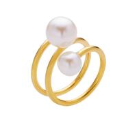 PAMTIER Anelli per le donne imitazione perle impilabili multi strato aperto placcato oro acciaio inossidabile personalizzato delicato vintage anello anello gioielli