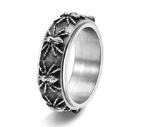 PAMTIER Anelli Ragno per Uomini Rotanti Vintage Statement Acciaio Inossidabile Rock Punk Gothic Gioielli Argento Dimensione 22