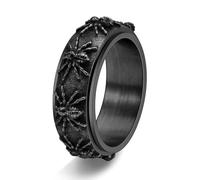PAMTIER Anelli Ragno per Uomini Rotanti Vintage Statement Acciaio Inossidabile Rock Punk Gothic Gioielli Nero Taglia 22
