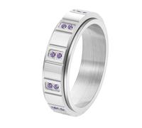 PAMTIER Anelli Rotanti per Donne Uomini Coppie Gemma Abbinamento Banda 6mm Argento Oro Placcato Acciaio Inossidabile Delicati Regali CZ Promessa Gioielli Da Sposa Argento-Viola Misura 12