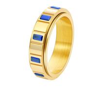 PAMTIER Anelli Rotanti per Donne Uomini Coppie Gemma Banda 6mm Argento Oro Placcato Statement Acciaio Inossidabile Delicati Vintage Regali Gioielli Oro-Blu Misura 12