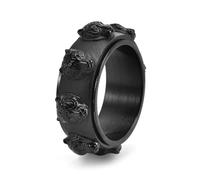 PAMTIER Anelli Tigre per Uomini Rotanti Vintage Statement Acciaio Inossidabile Rock Punk Gothic Gioielli Nero Taglia 19