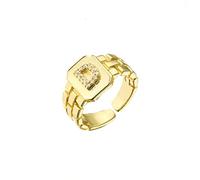 PAMTIER Anello con Lettera Iniziale Donna Uomo Anello Aperto con Alfabeto Impilabile in Cristallo Regolabile Oro D