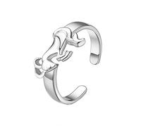 PAMTIER Anello dello Zodiaco Cinese per Uomo Donna in Acciaio Inossidabile Gioielli ad Anello di Dimensioni Regolabili Capricorno