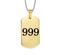 PAMTIER Angel Number Collana per Uomini 000 111 222 333 444 555 666 777 888 999 Catena Simple Cool Acciaio Inossidabile Ciondolo Gold/Silver Plated Personalised Delicate Gioielli Oro Numero 999