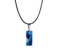 PAMTIER Blu Tessuto Collane per Donne e Uomini Acciaio Inossidabile Elegante Quadrato Ciondolo Semplice Corda Catena Unico Charm Personalizzato Boho Gioielli Stile 02