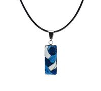 PAMTIER Blu Tessuto Collane per Donne e Uomini Acciaio Inossidabile Elegante Quadrato Ciondolo Semplice Corda Catena Unico Charm Personalizzato Boho Gioielli Stile 01