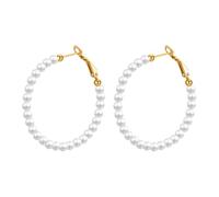 PAMTIER Cerchio Orecchini per Donne Perla Imitazione 20MM-60MM Piccolo Grande Oro Placcato Dichiarazione Acciaio Inossidabile Elegante Semplice Delicato Huggie Post Grande Rotondo Gioielli 40mm