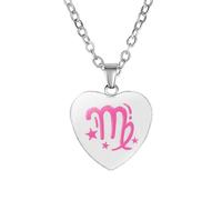 PAMTIER Collana con segno zodiacale per le donne ciondolo a forma di cuore spirituale astrologia costellazione celeste oroscopo in acciaio inossidabile semplice gioielli carino