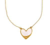 PAMTIER Collana Conchiglia per Donne Acciaio Inossidabile Delicato Cuore Amoroso Pendente Elegante Semplice Minimalista Oro Argento Gioiello Oro