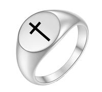 PAMTIER Croce Anelli per Uomini Donne Nero Argento Rosa Oro Placcato Mignolo Cool Semplice Personalizzato Dichiarazione Delicato Cerchio Gioielli Argento Taglia 10