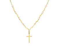 PAMTIER Croce Collana per Donne Acciaio Inossidabile Oro Placcato Elegante Piccolo Ciondolo Delicato Semplice Catena Unico Dichiarazione Gioielli Croce Collana