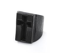 PAMTIER Cross Anelli per Uomini Acciaio Inossidabile Personalised Hip Hop Statement Vintage Punk Simple Grande Massiccio Gioielli Nero Taglia 17