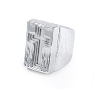 PAMTIER Cross Anelli per Uomini Acciaio Inossidabile Personalised Hip Hop Statement Vintage Punk Simple Grande Massiccio Gioielli Argento Taglia 29